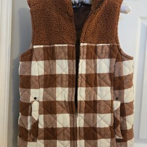Brown and White Checkered Kids Vest